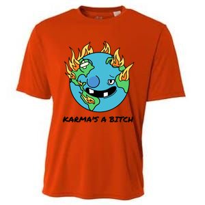 Earth Day Retrograde Humor Karma's A Bitch Meaningful Gift Cooling Performance Crew T-Shirt