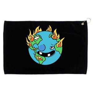 Earth Day Retrograde Humor Karma's A Bitch Meaningful Gift Grommeted Golf Towel