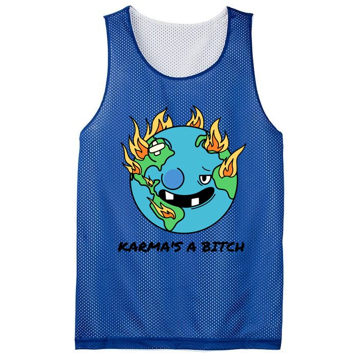 Earth Day Retrograde Humor Karma's A Bitch Meaningful Gift Mesh Reversible Basketball Jersey Tank