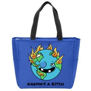 Earth Day Retrograde Humor Karma's A Bitch Meaningful Gift Zip Tote Bag