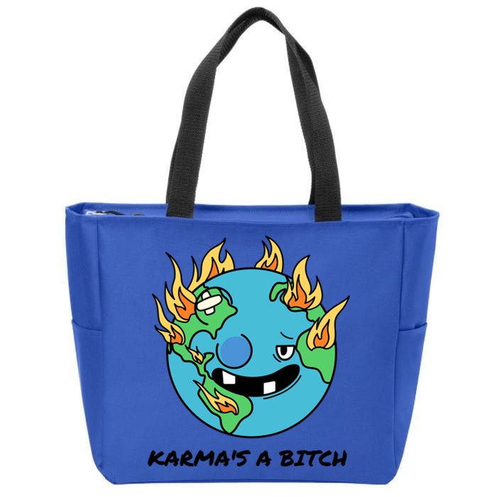 Earth Day Retrograde Humor Karma's A Bitch Meaningful Gift Zip Tote Bag