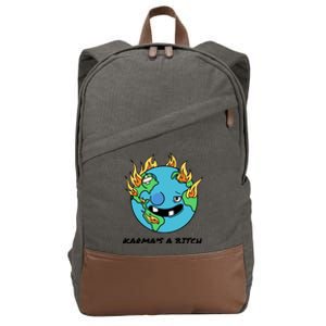 Earth Day Retrograde Humor Karma's A Bitch Meaningful Gift Cotton Canvas Backpack