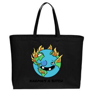 Earth Day Retrograde Humor Karma's A Bitch Meaningful Gift Cotton Canvas Jumbo Tote