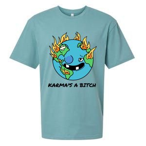 Earth Day Retrograde Humor Karma's A Bitch Meaningful Gift Sueded Cloud Jersey T-Shirt