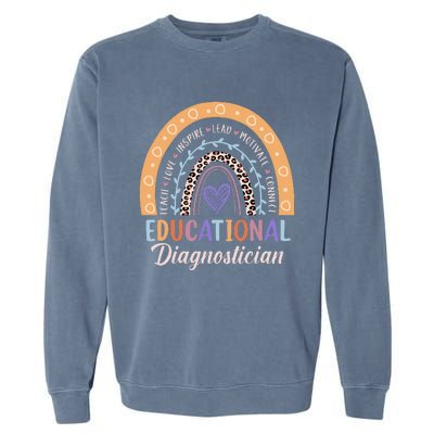 Educational Diagnostician Rainbow Leopard Heart Appreciation Garment-Dyed Sweatshirt