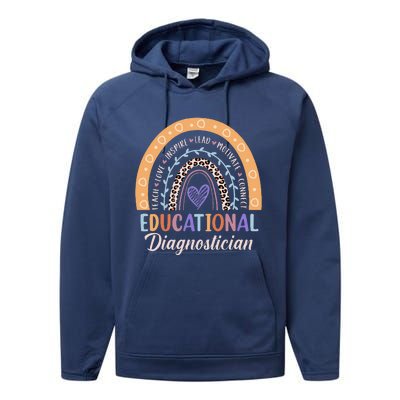 Educational Diagnostician Rainbow Leopard Heart Appreciation Performance Fleece Hoodie