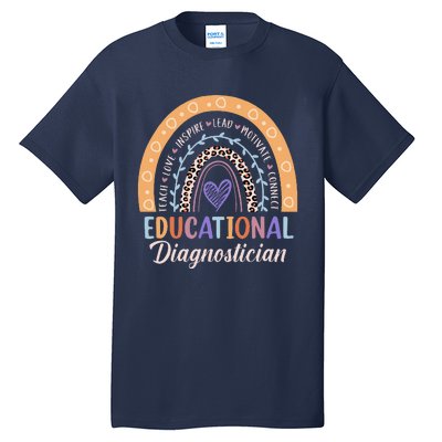 Educational Diagnostician Rainbow Leopard Heart Appreciation Tall T-Shirt