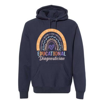 Educational Diagnostician Rainbow Leopard Heart Appreciation Premium Hoodie