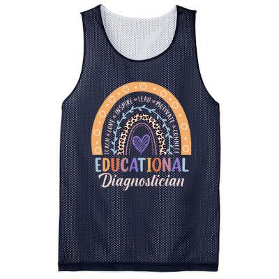 Educational Diagnostician Rainbow Leopard Heart Appreciation Mesh Reversible Basketball Jersey Tank