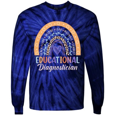 Educational Diagnostician Rainbow Leopard Heart Appreciation Tie-Dye Long Sleeve Shirt