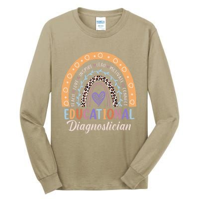 Educational Diagnostician Rainbow Leopard Heart Appreciation Tall Long Sleeve T-Shirt