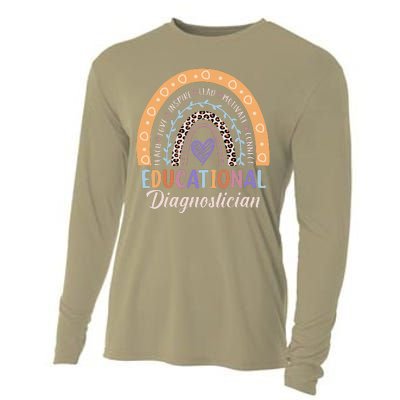 Educational Diagnostician Rainbow Leopard Heart Appreciation Cooling Performance Long Sleeve Crew