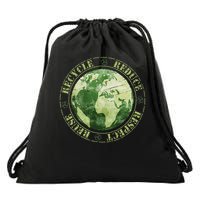 Earth Day Reduce Reuse Recycle And Respect Drawstring Bag