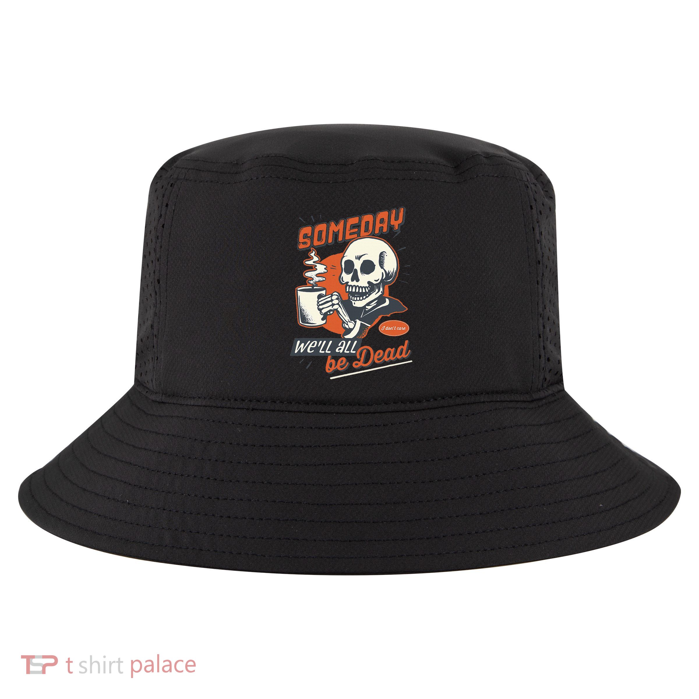 Existential Dread Retro Cartoon Skeleton Coffee Nihilism Cool Comfort Performance Bucket Hat