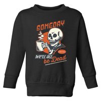 Existential Dread Retro Cartoon Skeleton Coffee Nihilism Toddler Sweatshirt