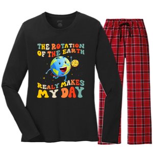 Earth Day Rotation Of The Earth Makes My Day Earth Day 2024 Women's Long Sleeve Flannel Pajama Set 