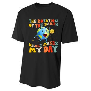 Earth Day Rotation Of The Earth Makes My Day Earth Day 2024 Performance Sprint T-Shirt