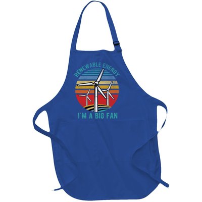 Earth Day Renewable Energy Im A Big Fan Retro Vintage Cute Gift Full-Length Apron With Pockets