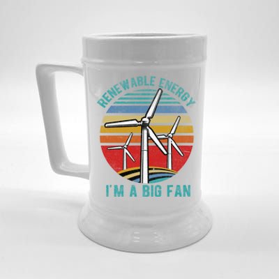 Earth Day Renewable Energy Im A Big Fan Retro Vintage Cute Gift Beer Stein