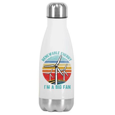 Earth Day Renewable Energy Im A Big Fan Retro Vintage Cute Gift Stainless Steel Insulated Water Bottle