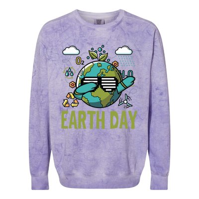 Earth Day Rocks Dabbing Dance Protect Our Earth Gift Colorblast Crewneck Sweatshirt