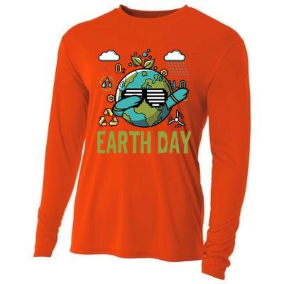 Earth Day Rocks Dabbing Dance Protect Our Earth Gift Cooling Performance Long Sleeve Crew