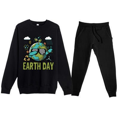 Earth Day Rocks Dabbing Dance Protect Our Earth Gift Premium Crewneck Sweatsuit Set