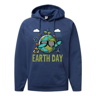 Earth Day Rocks Dabbing Dance Protect Our Earth Gift Performance Fleece Hoodie