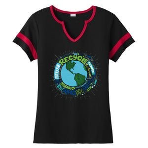 Earth Day Recycle Globe Ladies Halftime Notch Neck Tee