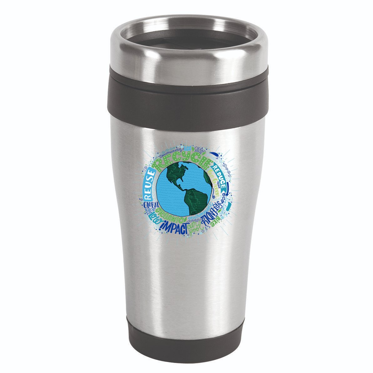Earth Day Recycle Globe 16oz Travel Tumbler