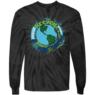 Earth Day Recycle Globe Tie-Dye Long Sleeve Shirt