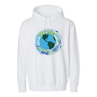 Earth Day Recycle Globe Garment-Dyed Fleece Hoodie