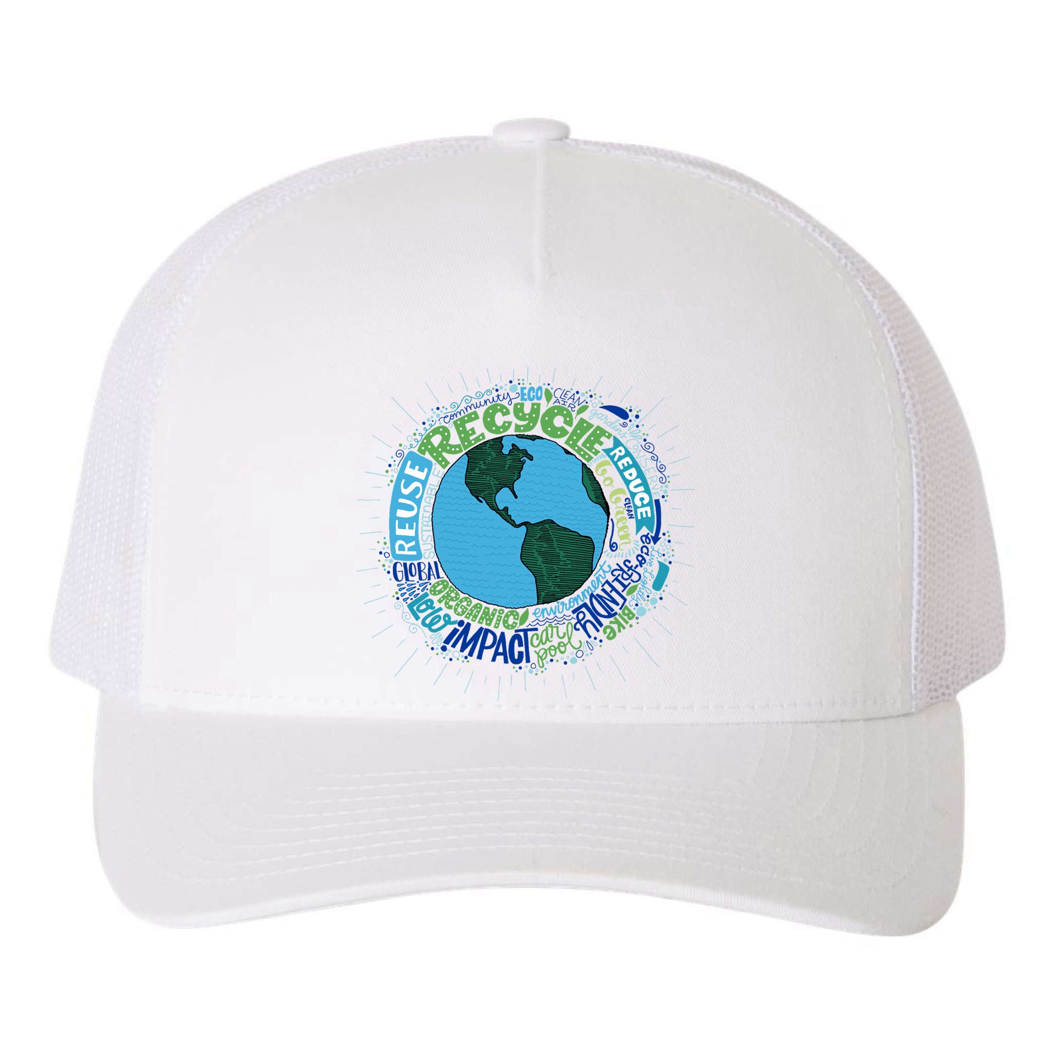 Earth Day Recycle Globe Yupoong Adult 5-Panel Trucker Hat