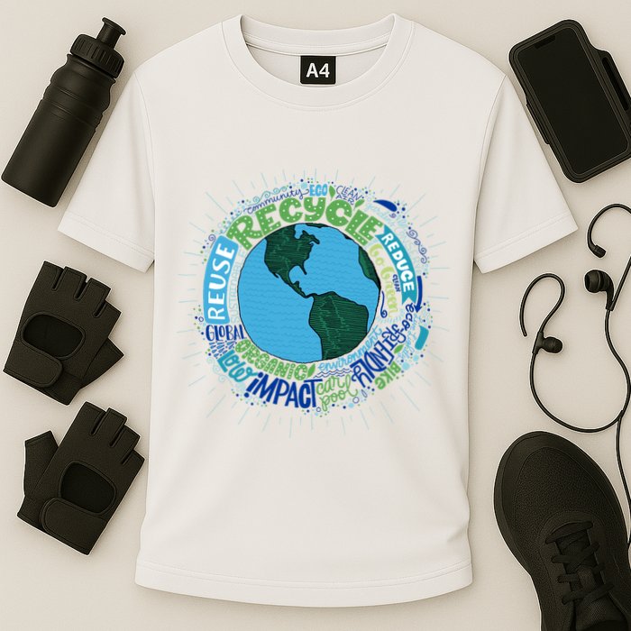 Earth Day Recycle Globe Cooling Performance Crew T-Shirt