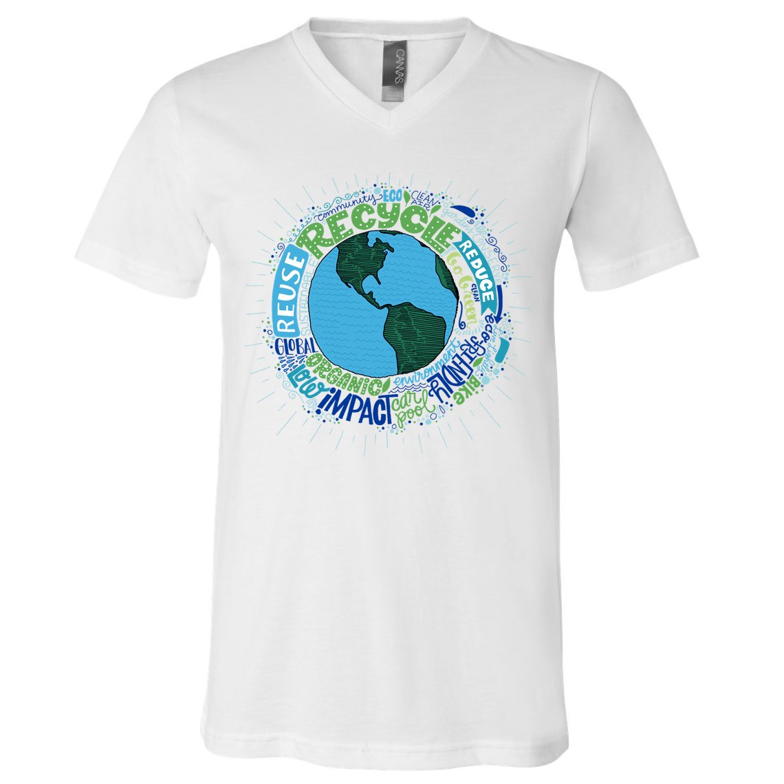 Earth Day Recycle Globe V-Neck T-Shirt