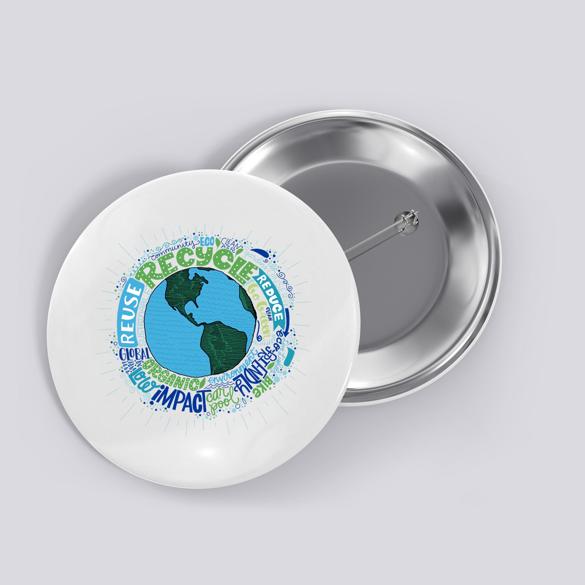 Earth Day Recycle Globe Button