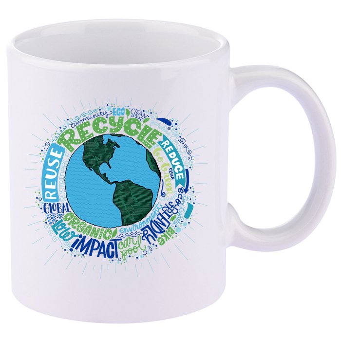 Earth Day Recycle Globe 11oz C Handle Ceramic Mug