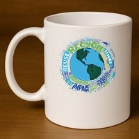 Earth Day Recycle Globe 11oz C Handle Ceramic Mug