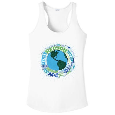 Earth Day Recycle Globe Ladies PosiCharge Competitor Racerback Tank