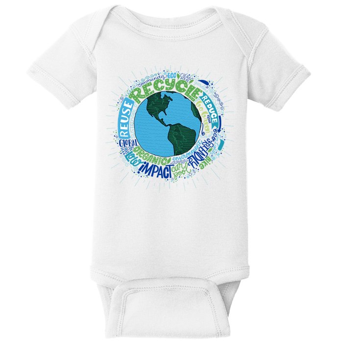 Earth Day Recycle Globe Baby Bodysuit