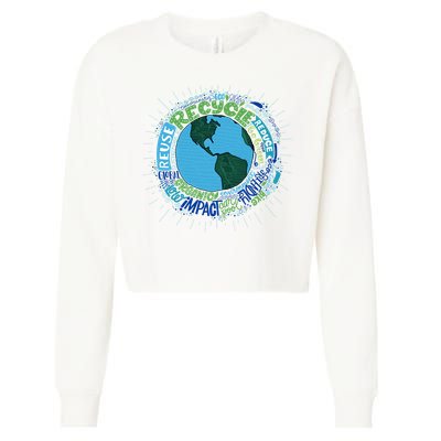 Earth Day Recycle Globe Cropped Pullover Crew