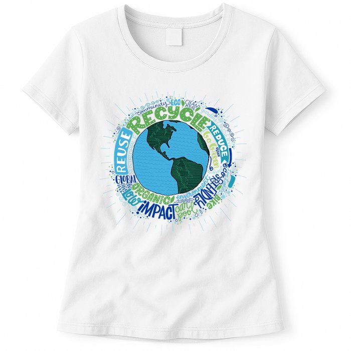 Earth Day Recycle Globe Womens T-Shirt