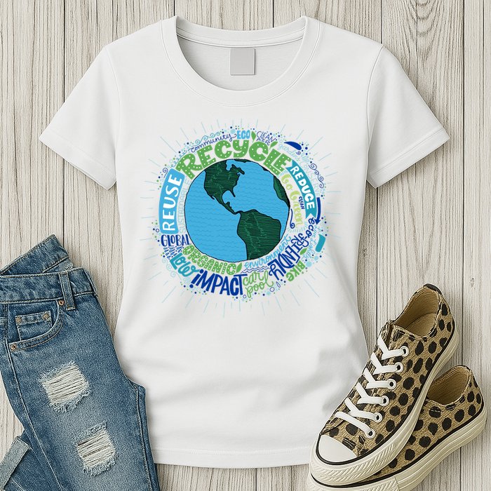 Earth Day Recycle Globe Womens T-Shirt