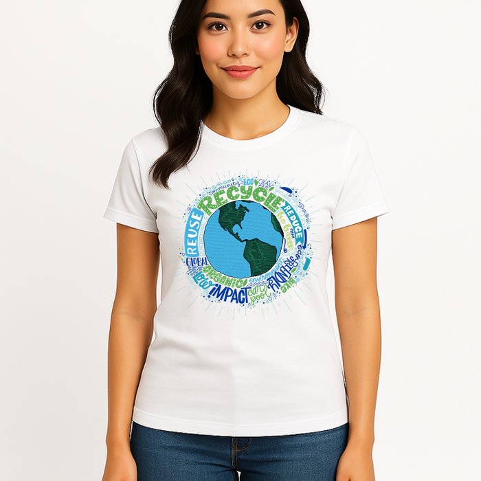 Earth Day Recycle Globe Womens T-Shirt