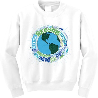 Earth Day Recycle Globe Kids Sweatshirt
