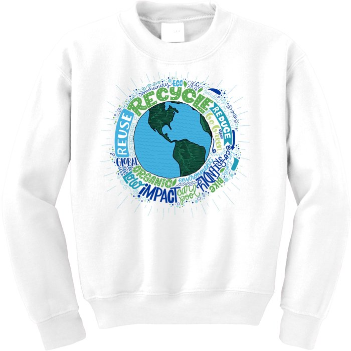 Earth Day Recycle Globe Kids Sweatshirt