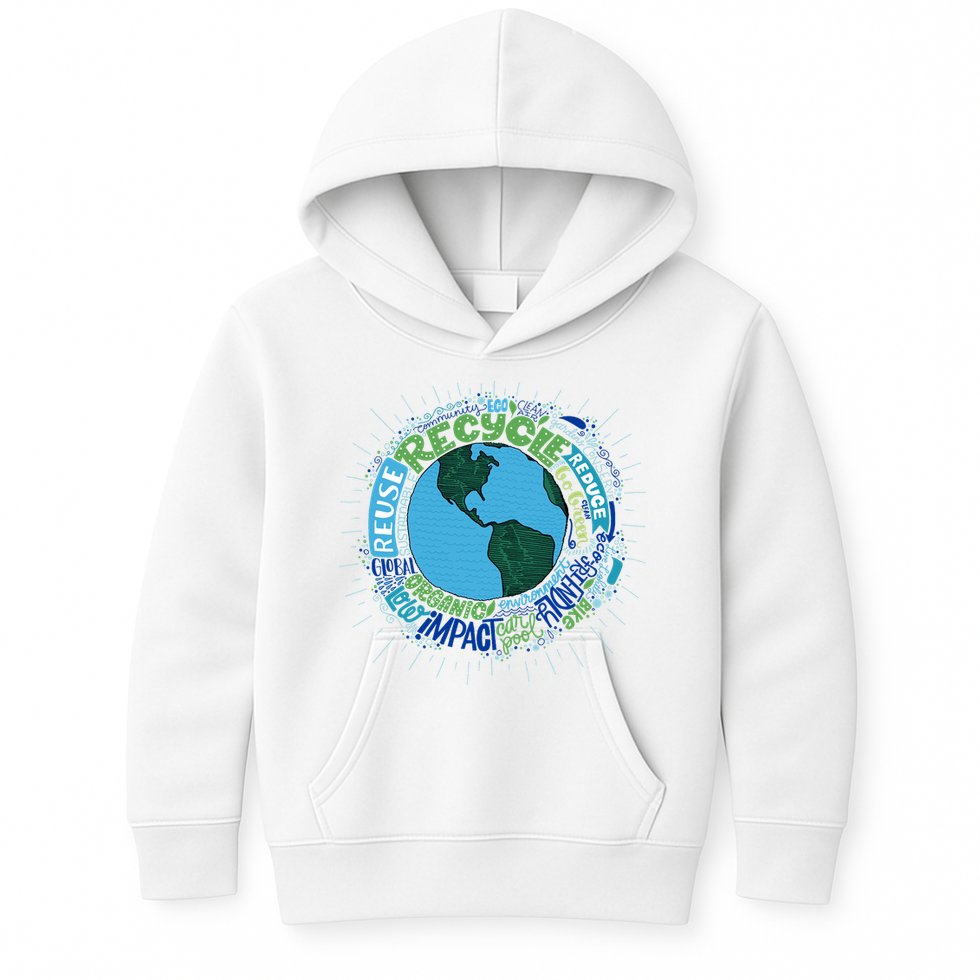 Earth Day Recycle Globe Kids Hoodie