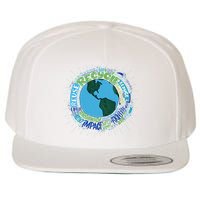 Earth Day Recycle Globe Wool Snapback Cap