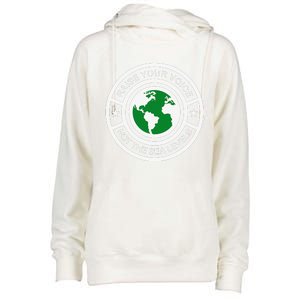 Earth Day Raise Voice Not Sea Levels Global Warming Planet Womens Funnel Neck Pullover Hood