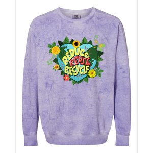 Earth Day Reduce Reuse Recycle Save Planet Colorblast Crewneck Sweatshirt